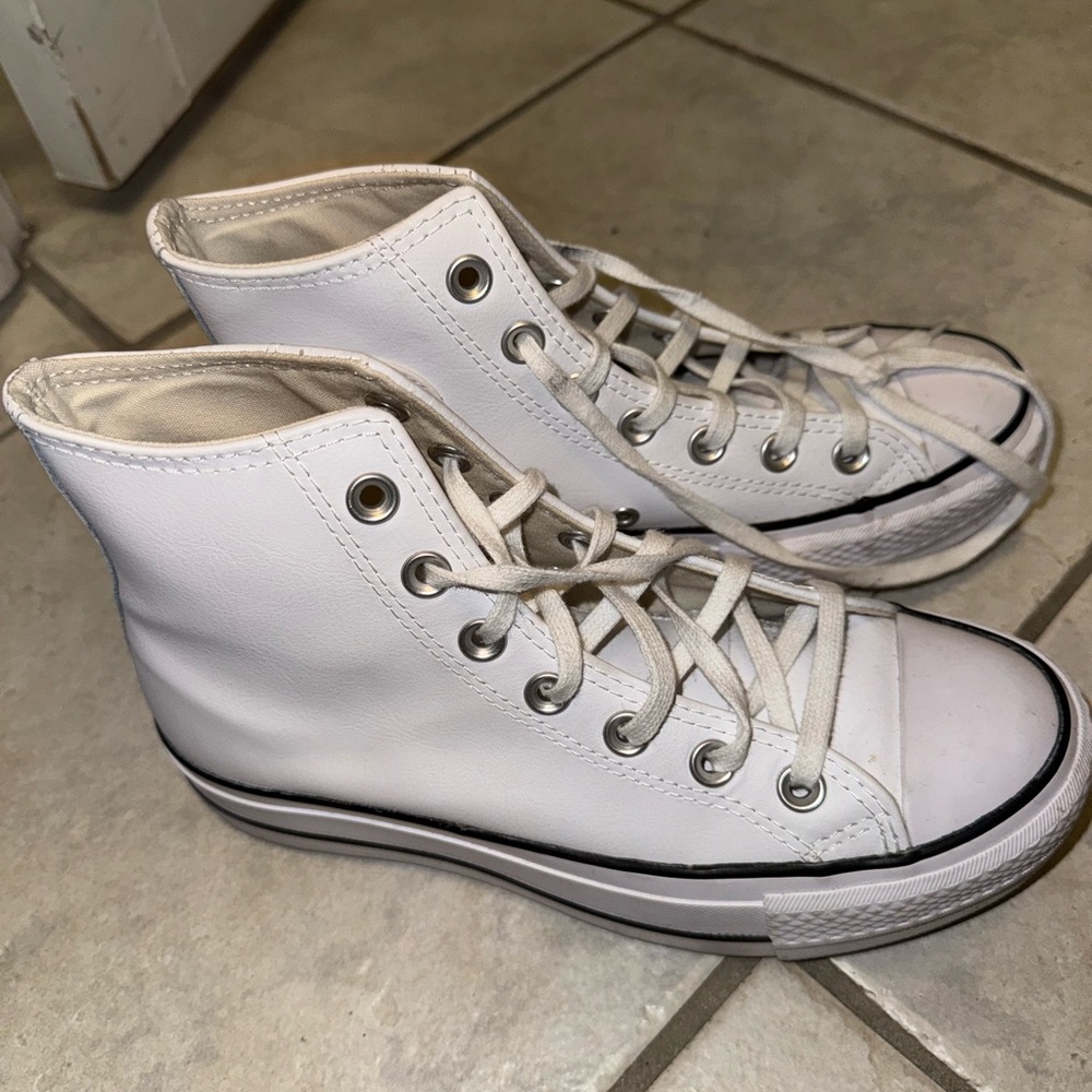 Converse leather high tops size 5.5 womens